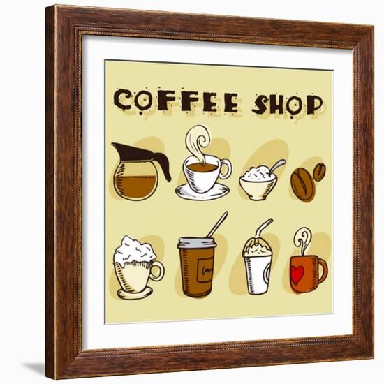 Coffee Design Elements-jackrust-Framed Art Print