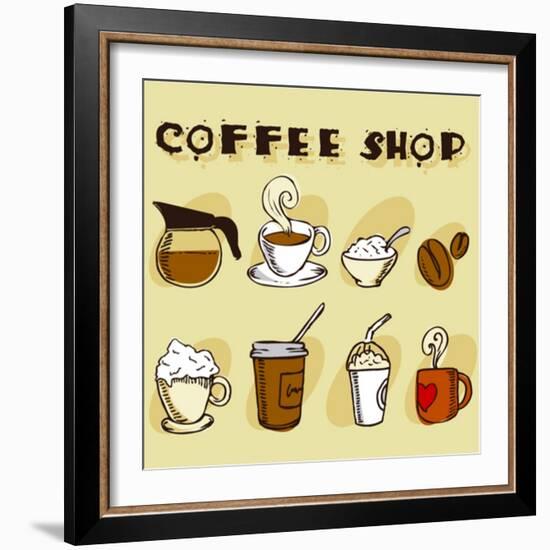 Coffee Design Elements-jackrust-Framed Art Print