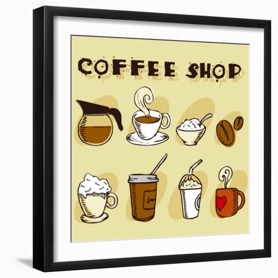 Coffee Design Elements-jackrust-Framed Art Print