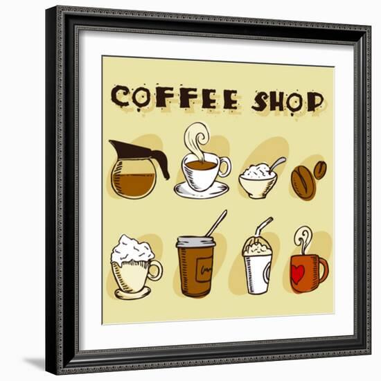 Coffee Design Elements-jackrust-Framed Art Print