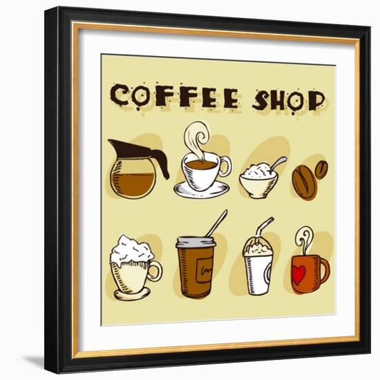 Coffee Design Elements-jackrust-Framed Art Print