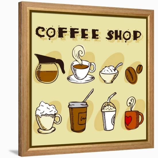 Coffee Design Elements-jackrust-Framed Stretched Canvas