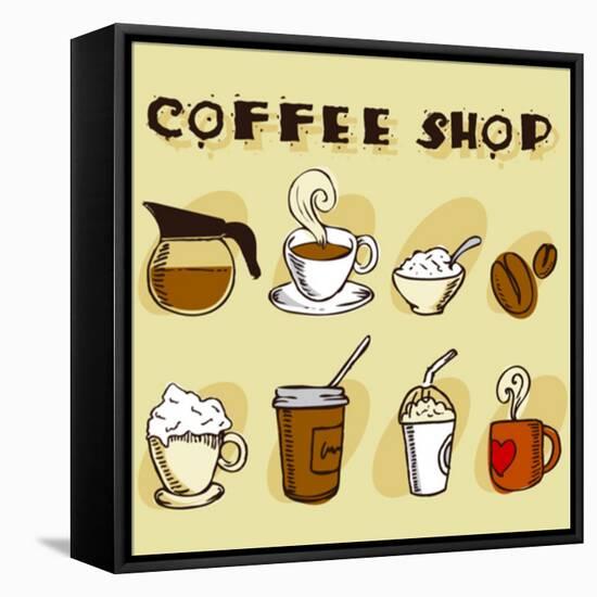 Coffee Design Elements-jackrust-Framed Stretched Canvas