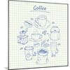 Coffee Doodles - Squared Paper-kytalpa-Mounted Art Print