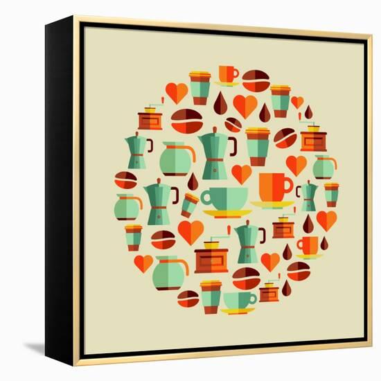 Coffee Elements Illustration-cienpies-Framed Stretched Canvas