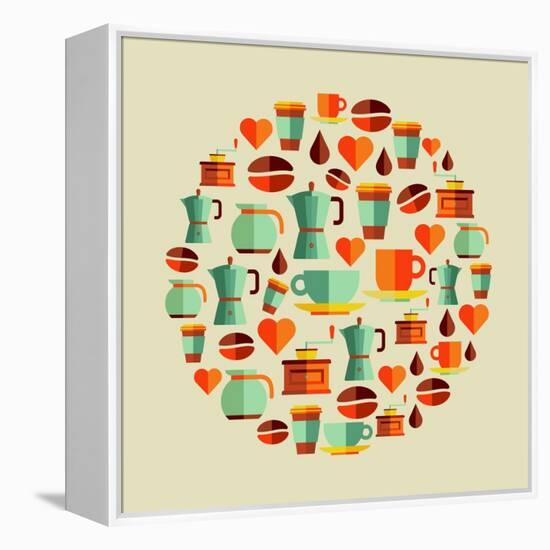 Coffee Elements Illustration-cienpies-Framed Stretched Canvas