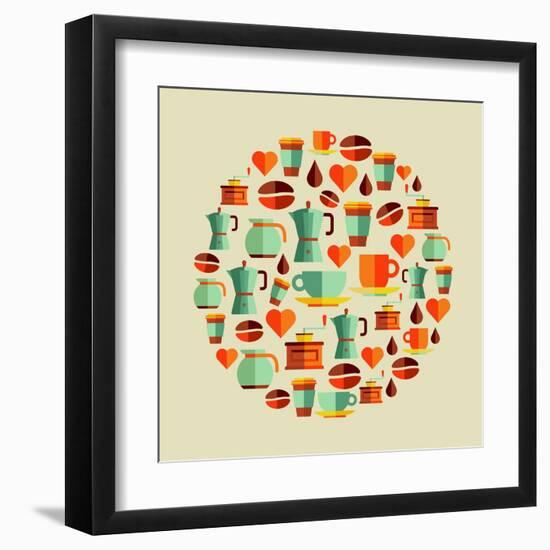 Coffee Elements Illustration-cienpies-Framed Art Print