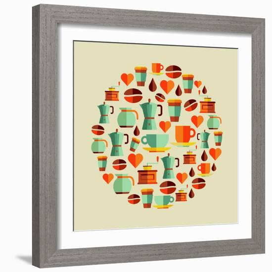 Coffee Elements Illustration-cienpies-Framed Art Print