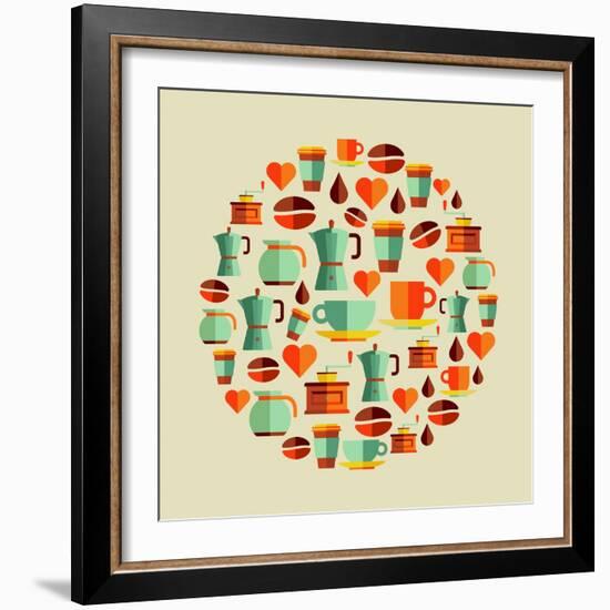 Coffee Elements Illustration-cienpies-Framed Art Print