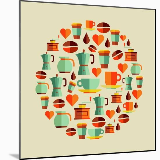 Coffee Elements Illustration-cienpies-Mounted Art Print