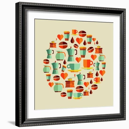 Coffee Elements Illustration-cienpies-Framed Art Print