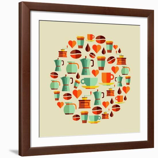 Coffee Elements Illustration-cienpies-Framed Art Print