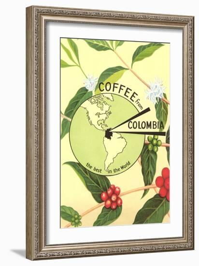 Coffee from Colombia, Map, Berries-null-Framed Art Print