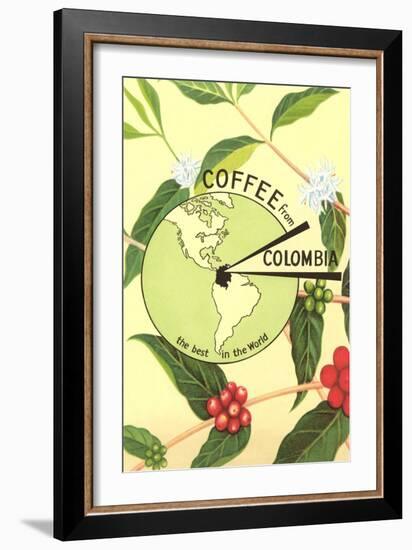 Coffee from Colombia, Map, Berries-null-Framed Art Print