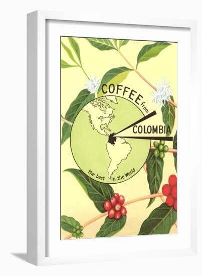 Coffee from Colombia, Map, Berries-null-Framed Art Print