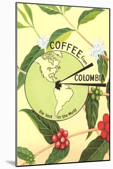 Coffee from Colombia, Map, Berries-null-Mounted Art Print