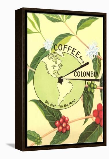 Coffee from Colombia, Map, Berries-null-Framed Stretched Canvas