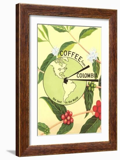 Coffee from Colombia, Map, Berries-null-Framed Art Print