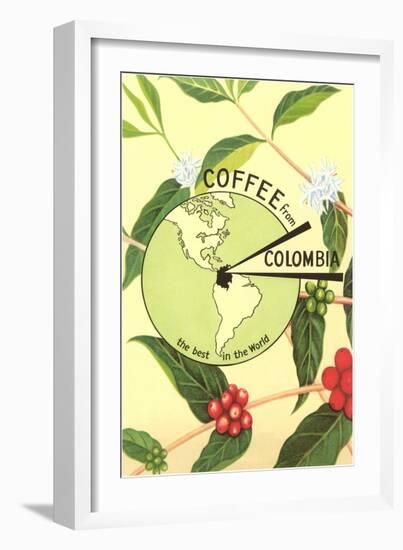 Coffee from Colombia, Map, Berries-null-Framed Art Print