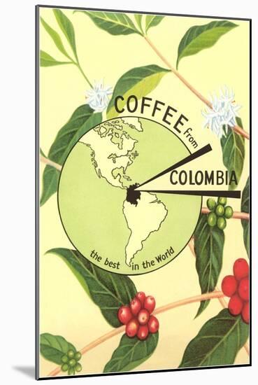 Coffee from Colombia, Map, Berries-null-Mounted Art Print