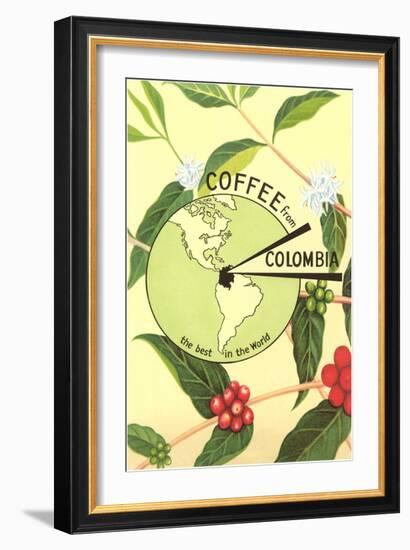 Coffee from Colombia, Map, Berries-null-Framed Art Print