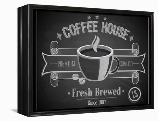 Coffee House Card - Chalkboard-avean-Framed Stretched Canvas