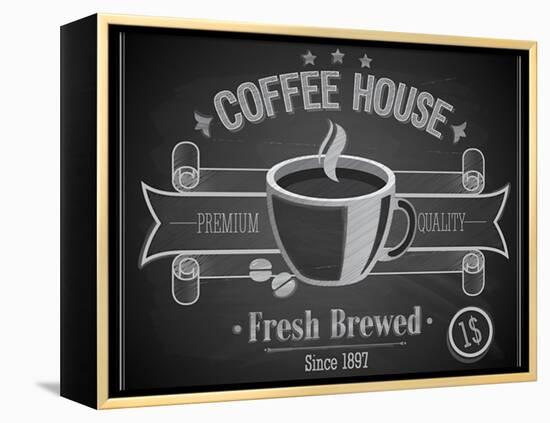 Coffee House Card - Chalkboard-avean-Framed Stretched Canvas