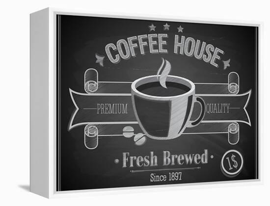 Coffee House Card - Chalkboard-avean-Framed Stretched Canvas