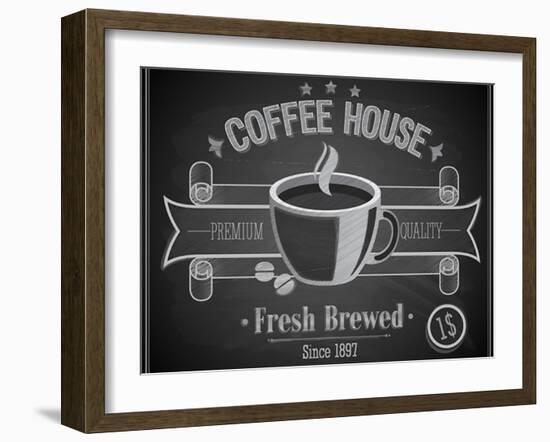 Coffee House Card - Chalkboard-avean-Framed Art Print