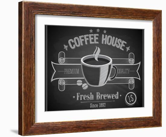 Coffee House Card - Chalkboard-avean-Framed Art Print