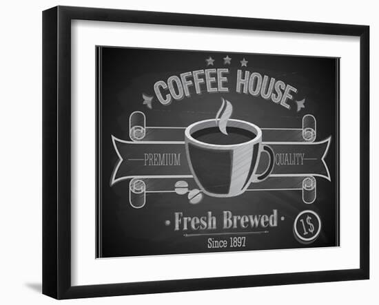 Coffee House Card - Chalkboard-avean-Framed Art Print