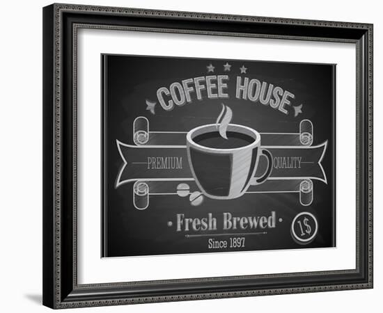 Coffee House Card - Chalkboard-avean-Framed Art Print