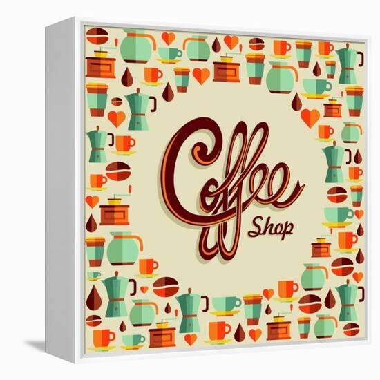 Coffee Icon Illustration-cienpies-Framed Stretched Canvas