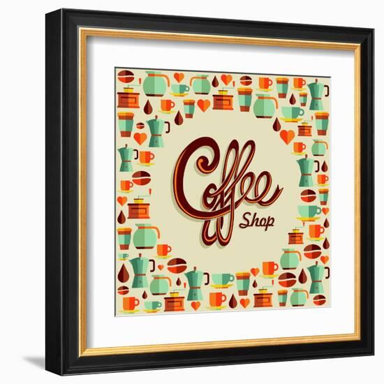 Coffee Icon Illustration-cienpies-Framed Art Print