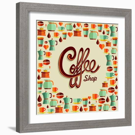 Coffee Icon Illustration-cienpies-Framed Art Print