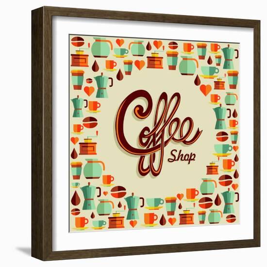 Coffee Icon Illustration-cienpies-Framed Art Print