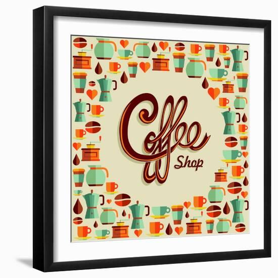 Coffee Icon Illustration-cienpies-Framed Art Print