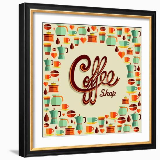 Coffee Icon Illustration-cienpies-Framed Art Print