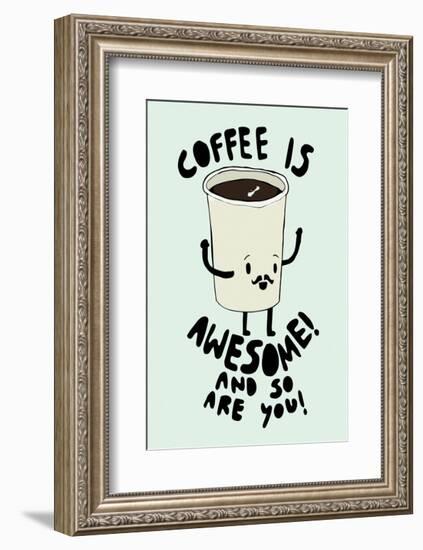 Coffee Is Awesome - Tom Cronin Doodles Cartoon Print-Tom Cronin-Framed Giclee Print