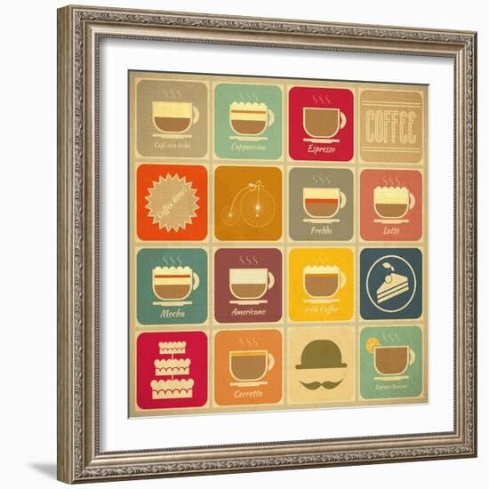 Coffee Labels-elfivetrov-Framed Art Print