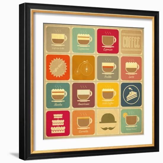 Coffee Labels-elfivetrov-Framed Art Print