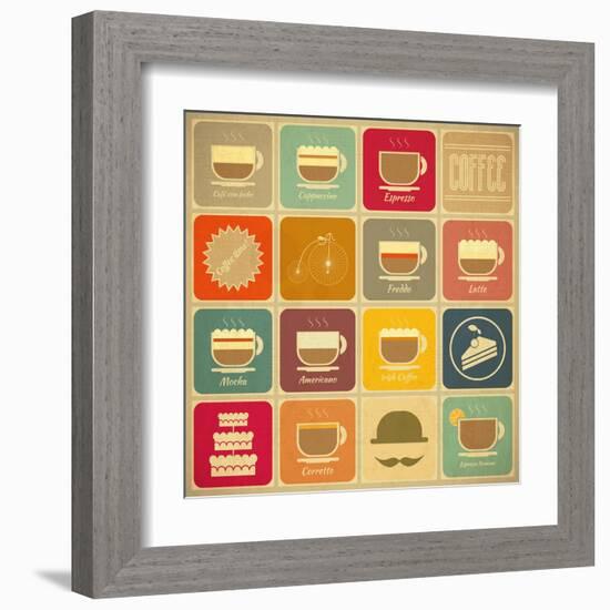 Coffee Labels-elfivetrov-Framed Art Print