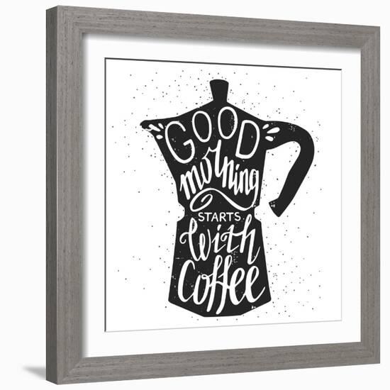 Coffee Lettering-TashaNatasha-Framed Art Print