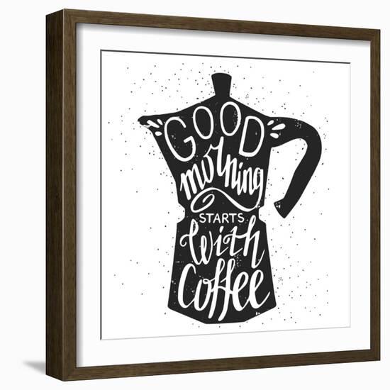 Coffee Lettering-TashaNatasha-Framed Art Print