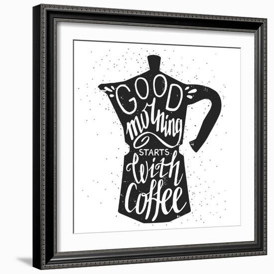 Coffee Lettering-TashaNatasha-Framed Art Print