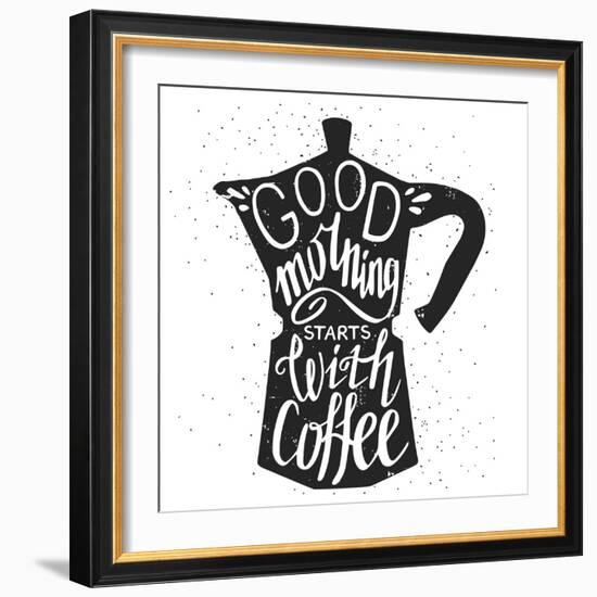 Coffee Lettering-TashaNatasha-Framed Art Print