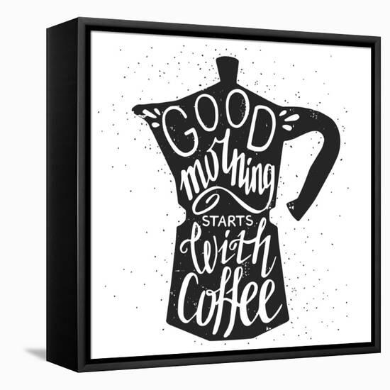 Coffee Lettering-TashaNatasha-Framed Stretched Canvas