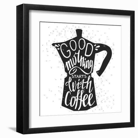 Coffee Lettering-TashaNatasha-Framed Art Print