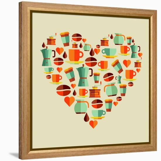 Coffee Love Beans Illustration-cienpies-Framed Stretched Canvas