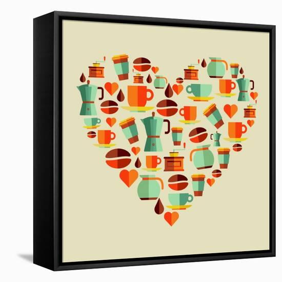 Coffee Love Beans Illustration-cienpies-Framed Stretched Canvas